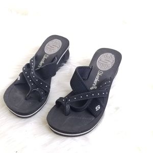 Skechers | Shoes | Skechers Cali Wedge Sandals Black B9 | Poshmark